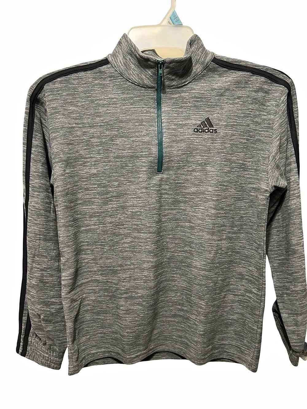 NWT adidas Boys Gray & Black Quarter Zip Pullover